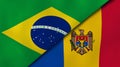 The flags of Brazil and Moldova. News, reportage, business background. 3d illustration