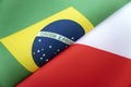 Flags Brazil and Poland. concept of international relations between countries. The state of governments. Friendship of peoples