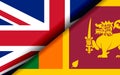 Flags of the Britain and Sri Lanka divided diagonally