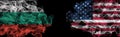 Flags of Bulgaria and USA on Black background, Bulgaria vs USA Smoke Flags