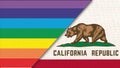 Flags of California and lgbt. sexual concept. flag of sexual minorities Royalty Free Stock Photo