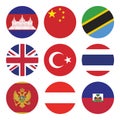 the flags of Cambodia, Turkey, Macedonia, England, Thailand, and several other countries