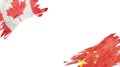 Flags of Canada and China on white background