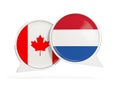 Flags of Canada and netherlands inside chat bubbles