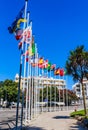 Flags before Casino Estoril in Estoril, Portugal Royalty Free Stock Photo