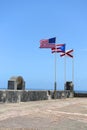 Flags at Castillo San Cristobal Royalty Free Stock Photo