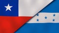 The flags of Chile and Honduras. News, reportage, business background. 3d illustration