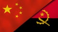 The flags of China and Angola. News, reportage, business background. 3d illustration