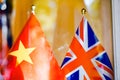 Flags of China and Britain phoyo Royalty Free Stock Photo