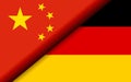 Flags of the China and Germany divided diagonally