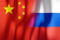 Flags of China and Russia/ Russian Federation - 3D illustration