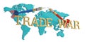 Flags of china and usa on darts concept of trade war 3D illustration