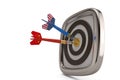 Flags of china and the usa on darts hitting bullseye of the target international cooperation. 3D illustration. Royalty Free Stock Photo