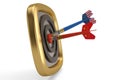 Flags of china and the usa on darts hitting bullseye of the target international cooperation. 3D illustration.