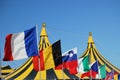 Flags and circus tent Royalty Free Stock Photo