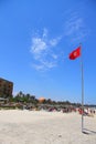 Flags on the coast in the city of Sousse Tunisia