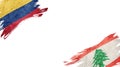 Flags of Colombia and Lebanon on white background