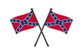 Flags of the Confederate States of America crossed on the sticks