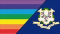 Flags of Connecticut and lgbt. sexual concept. flag of sexual minorities