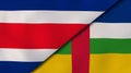 The flags of Costa Rica and Central African Republic. News, reportage, business background. 3d illustration