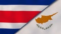 The flags of Costa Rica and Cyprus. News, reportage, business background. 3d illustration