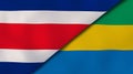 The flags of Costa Rica and Gabon. News, reportage, business background. 3d illustration