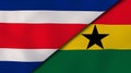 The flags of Costa Rica and Ghana. News, reportage, business background. 3d illustration