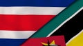The flags of Costa Rica and Mozambique. News, reportage, business background. 3d illustration