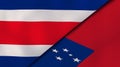 The flags of Costa Rica and Samoa. News, reportage, business background. 3d illustration