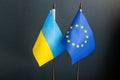 Flags of the countries of the European community and Ukraine on the mast next to each other, Concept, Accepting the Ukrainian