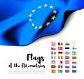 Flags of the countries of the European Union. EU flags. Vector set Royalty Free Stock Photo