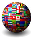 Flags of countries set in a sphere Royalty Free Stock Photo