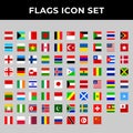 Flags country icon set include austria,bahrain,canada,england,finland,germany,greenland,indonesia,japan,italy,palestine,singapore,