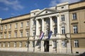 Flags at the entrance in Croatian parliament