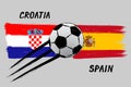 Flags of Croatia And Spain - Icon for euro football championship qualify - Grunge Royalty Free Stock Photo