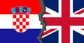 Flags of Croatia and United Kingdom, Croatia vs United Kingdom in world war crisis concept Royalty Free Stock Photo