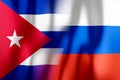 Flags of Cuba and Russia/ Russian Federation - 3D illustration