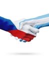 Flags Czech Republic, Argentina countries, partnership friendship handshake concept.
