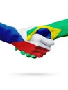 Flags Czech Republic, Brazil countries, partnership friendship handshake concept.