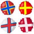 Flags Of Denmark, Faroe, Aland, Scania. Scandinavian flag with a cross