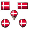 Flags of the Denmark Icons set imagex Royalty Free Stock Photo