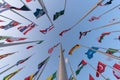 Flags of the different countries against the blue sky Royalty Free Stock Photo