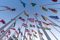 Flags of the different countries against the blue sky Royalty Free Stock Photo