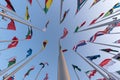 Flags of the different countries against the blue sky Royalty Free Stock Photo