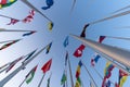 Flags of the different countries against the blue sky Royalty Free Stock Photo