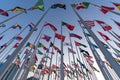 Flags of the different countries against the blue sky Royalty Free Stock Photo