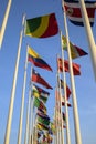 flags of different countries in a row in front of the entrance of EXPO2020 Royalty Free Stock Photo