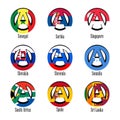 Flags of different countries of the world in the form of a sign of anarchy Royalty Free Stock Photo
