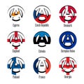 Flags of different countries of the world in the form of a sign of anarchy Royalty Free Stock Photo