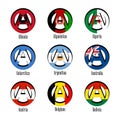Flags of different countries of the world in the form of a sign of anarchy Royalty Free Stock Photo